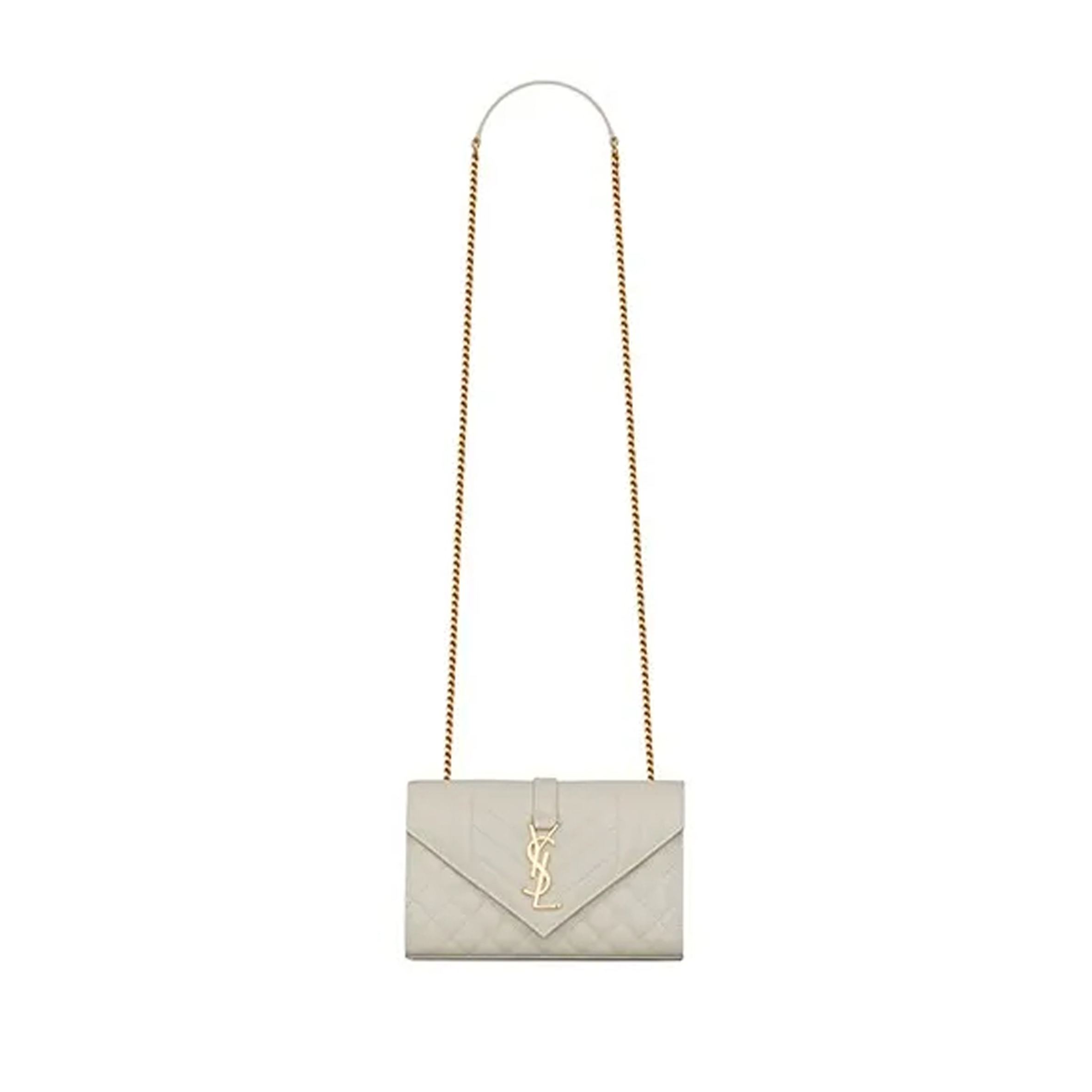 YSL ENVELOPE SMALL IN QUILTED GRAIN DE POUDRE EMBOSSED LEATHER 526286BOW919207 (21*13*6cm)